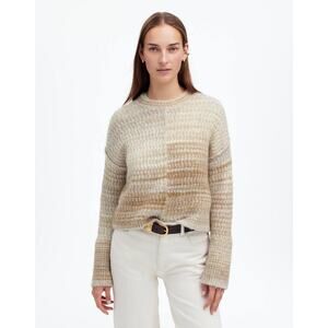 NEW Madewell Women’s Small Marlow White Space-Dyed Crewneck‎ Sweater NWT